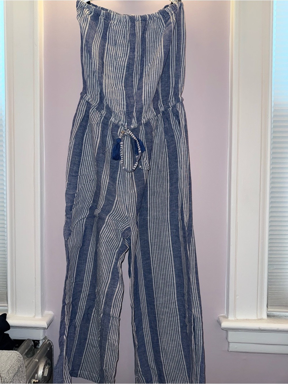 Blue Island Blue and White Striped One-Piece Jumpsuit